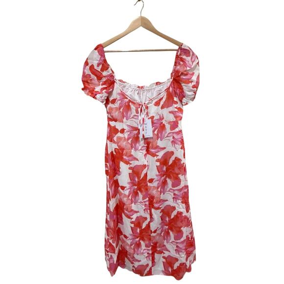 WAYF Felicity Floral Print Midi Dress Size Large - Picture 6 of 6